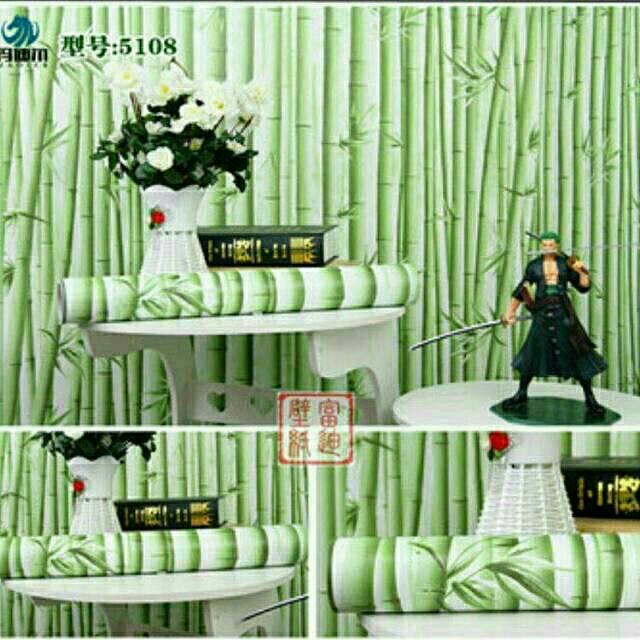 Wallpaper Dinding Murah Ruang Tamu Kamar Bambu Hijau Terbagus Terlaris Indah Elegan Monimalis