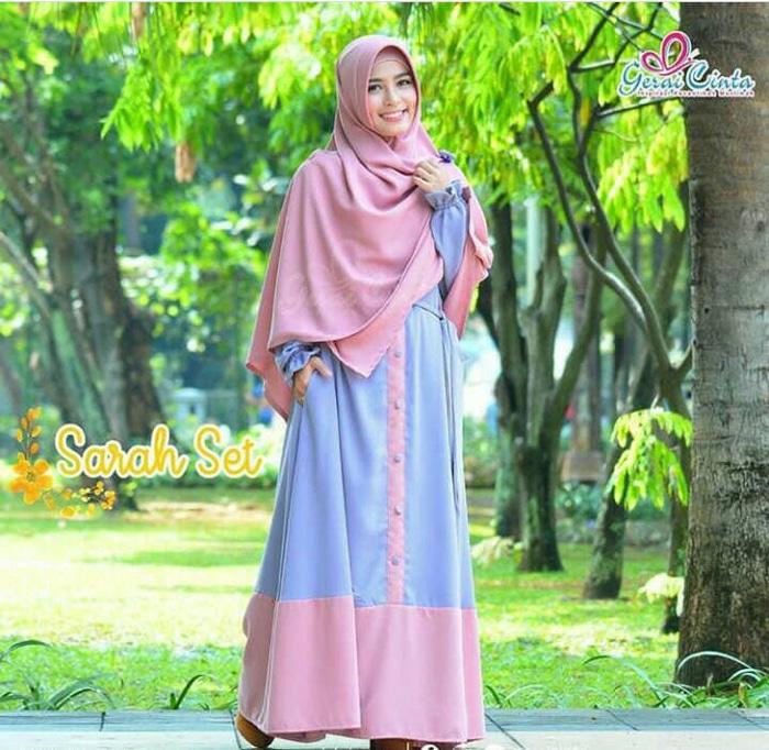 Gamis/Baju Muslim/Set Syari Sarah Set - Pink