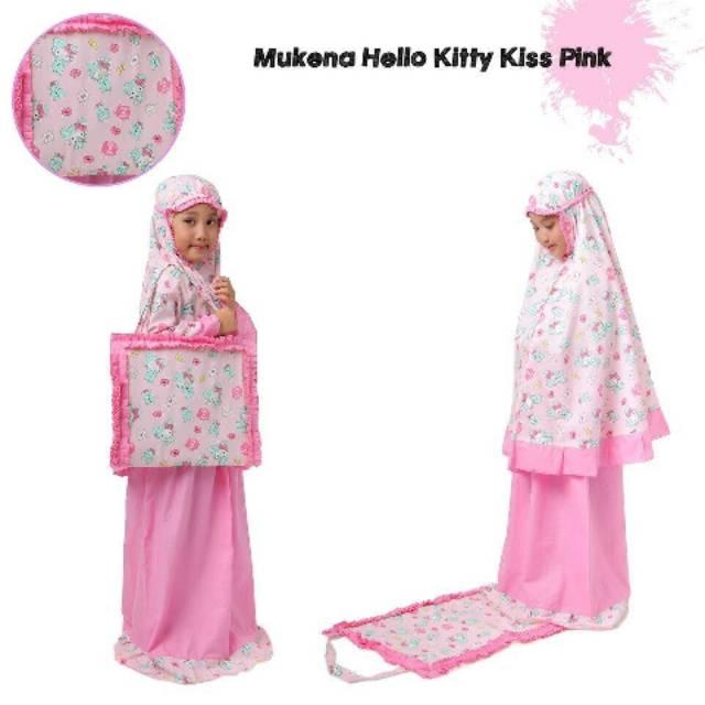 MUKENA ANAK HELLO KITTY KISS PINK TAS SAJADAH / GROSIR SUPPLIER AGEN RESELLLER TASIK MURAH TERLARIS XXL
