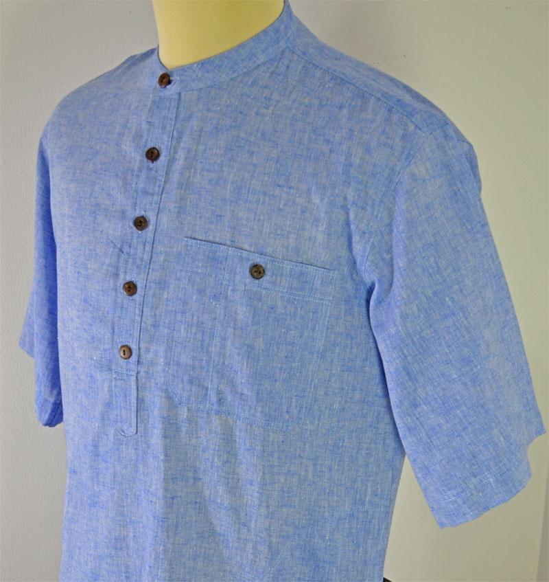 Baju Kurta Koko Gamis Ahsanta Elegan Biru Linen Mewah
