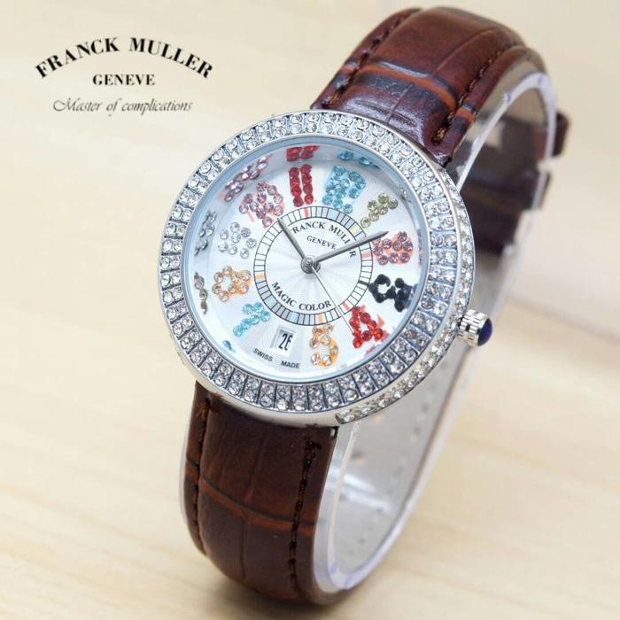 Jam Tangan Wanita Franck Muller Angka Rainbow Body Silver