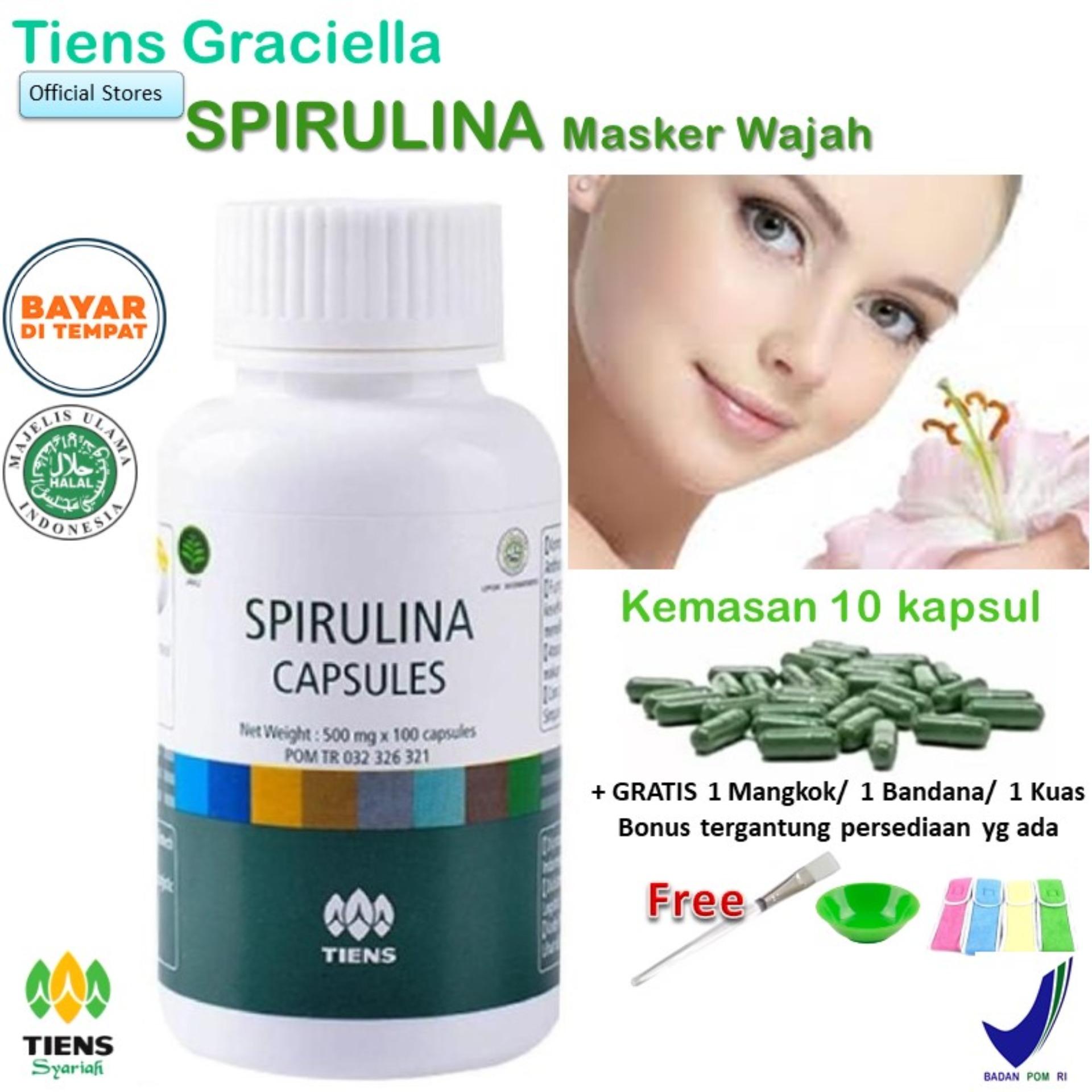 Tiens Masker Spirulina Pemutih Wajah Paket Promo Banting Harga 10 Kapsul + GRATIS Gift + Kartu Diskon Tiens Graciella