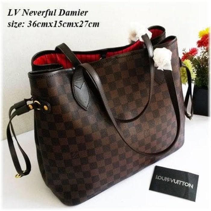 TAS KULIT WANITA LV NEVERFULL DAMIER LOUIS VUITTON PREMIUM IMPORT - 1iSXtw