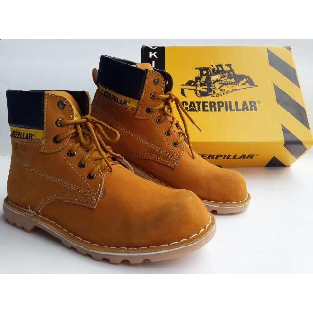 Promo Termurah Sepatu Caterpillar Safety Warna Tan Bahan Kulit Asli Gratis Ongkir
