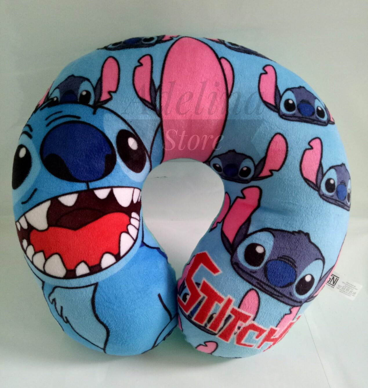 Bantal Leher Bantal Kepala Bantal Mobil Bantal Travel Motif Stitch dan Lembut High Quality