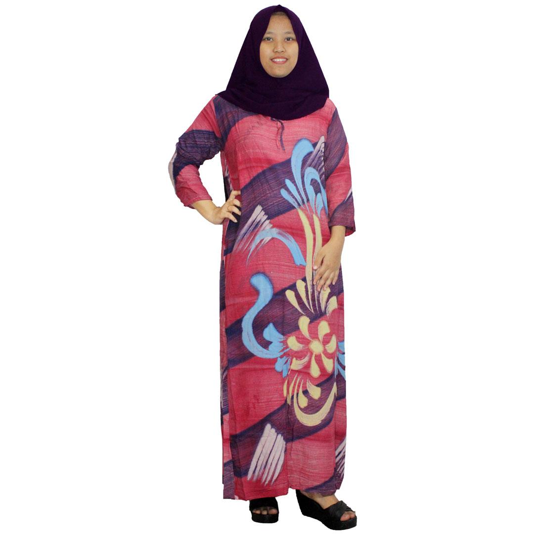 Longdres Batik, Daster Lengan Panjang Batik, Baju Tidur, Piyama, Leher O (LPT001-51) Batik Alhadi
