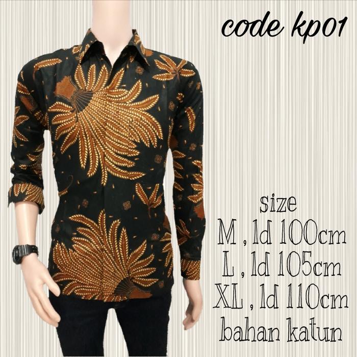 kemeja panjang batik pria kp01 sogan jokowi coklat BATIK PEKALONGAN terlaris