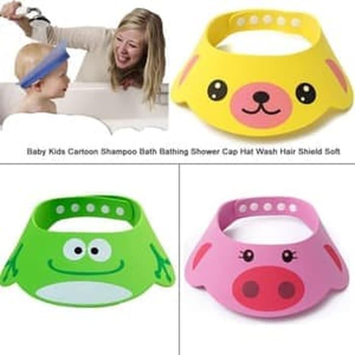 Anabelle Bergambar Lucu Topi Keramas Anak Bayi Shower Cap Dengan Kancing