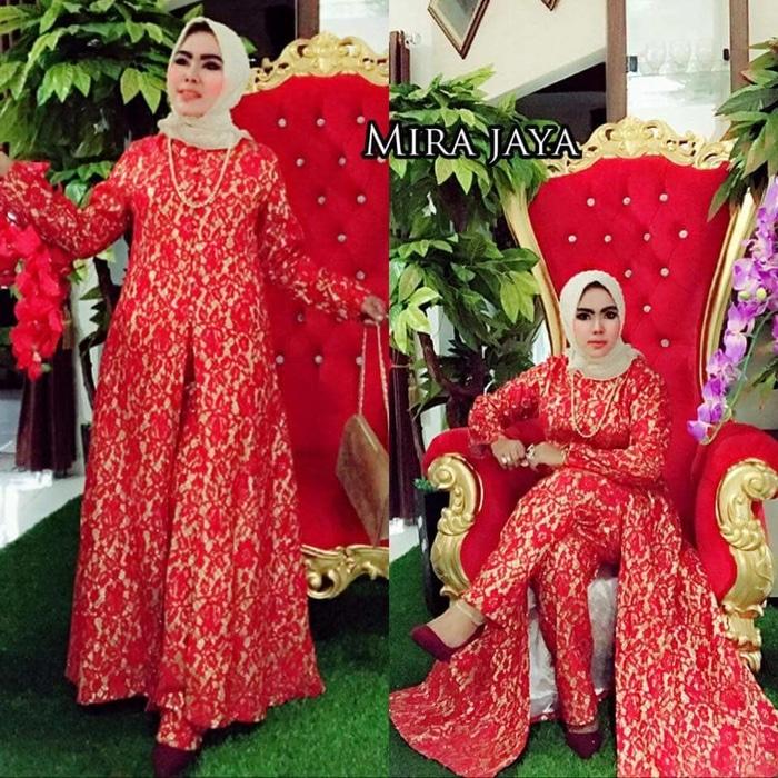 gamis mewah set celana full brukat