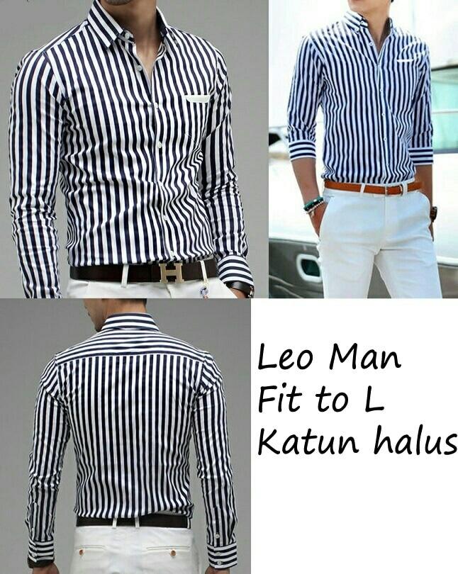 Kemeja Leo Fashion Pria Hem Atasan Cwo Baju Pria