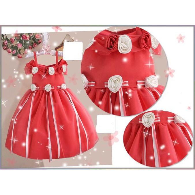 PROMO SALE GAUN PESTA ZOE FLOWER - PEACH AND WHITE ROSE BALL GOWN PARTY DRESS FZ001XO