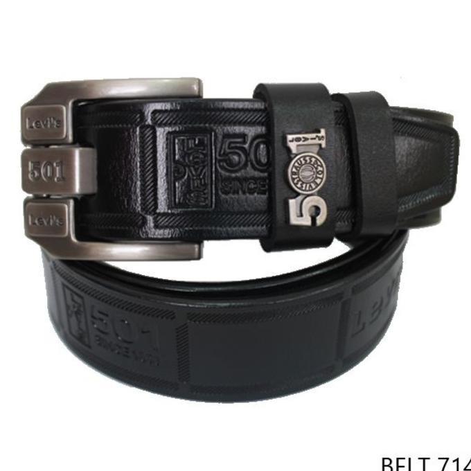 Ikat Pinggang Pria Unik Semi Kulit Hitam Belt 714 - Djfpwjg