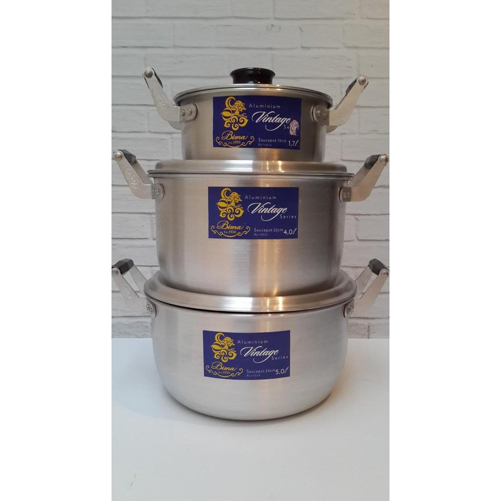 Alat Masak Bima Panci Aluminium Saucepot 16Cm 1-7Liter Made In Indonesia Stok Terbatas !!