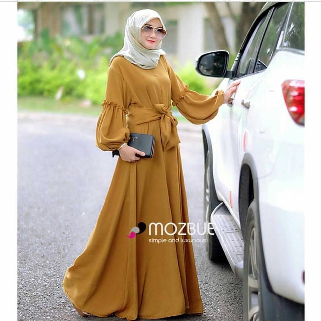 Brenda Dress / Gamis Hijab Murah Wanita / Maxy Harga Grosir / Maxi Pakaian Online / Busui Friendly Yellow