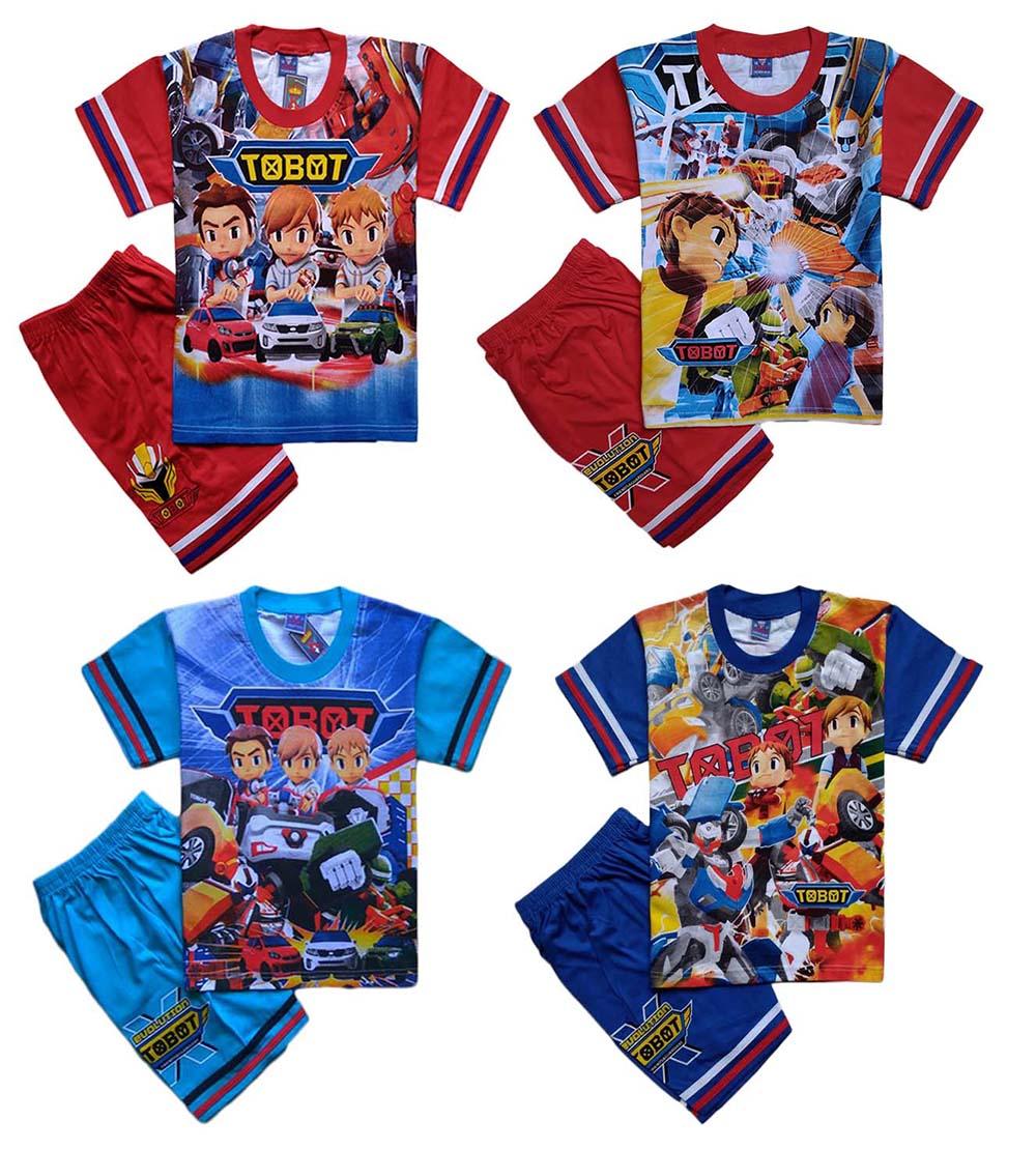 Setelan Stelan Tshirt Kaos Baju Anak Laki Tobot TBKN123117