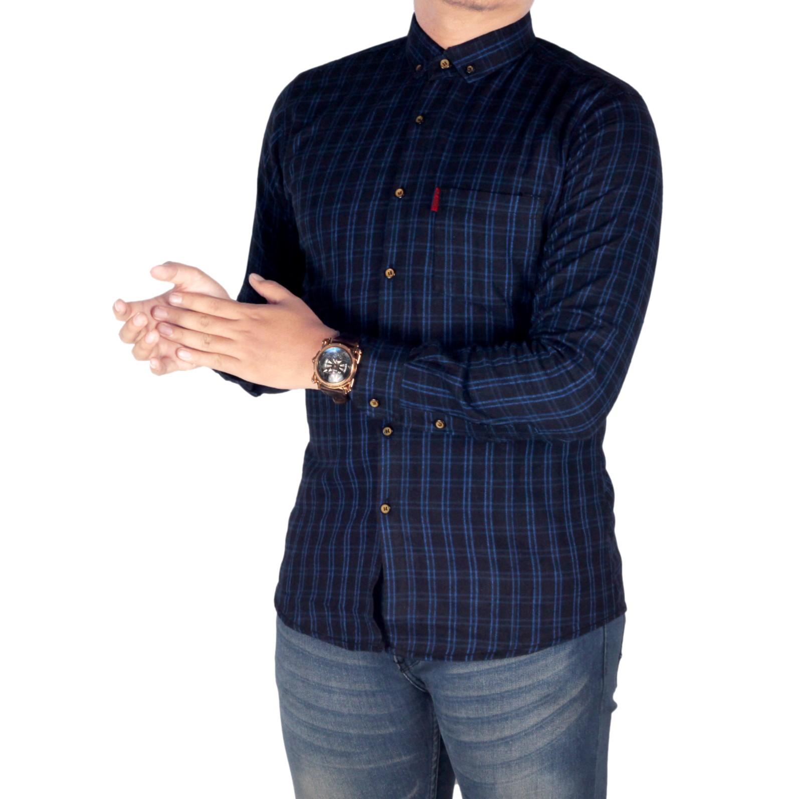 Dgm_Fashion1 Kemeja Flanel Hitam Garis Biru/ Kemeja Polos/ Kemeja Young Lex/Kemeja Coco/Kemeja Muslim/Baju Coco/Kemeja Flanel/Flanel Woll/Kemja Men/Kemeja Casual/Kemeja Distro/Kemeja Pantai/Kemeja Formal/Kemeja Pria/Kemeja Polos/Kemeja Batik PS 5608