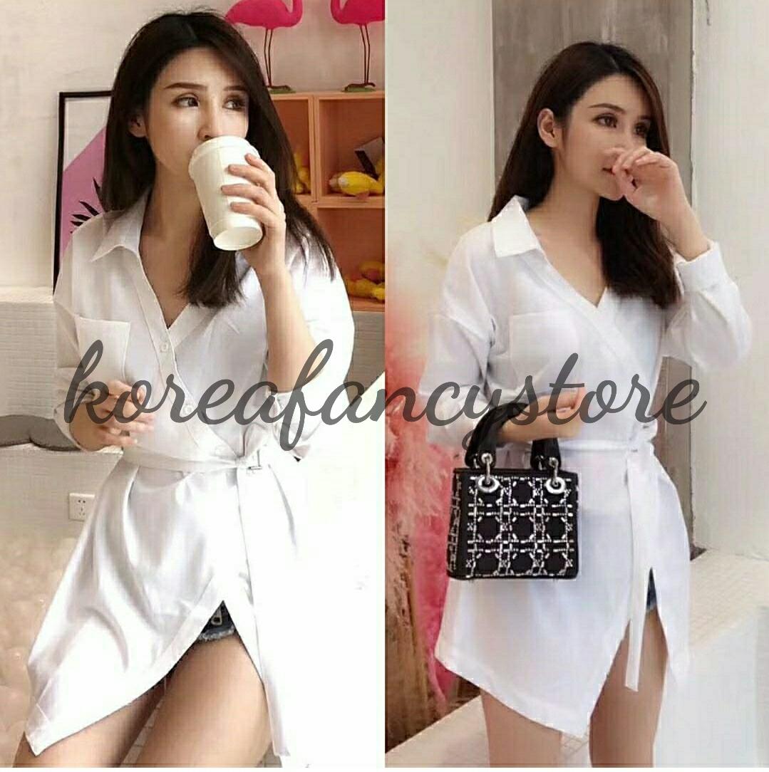 koreafancystore / hanesha blouse / bahan twiscone / baju hanesha / pakaian hanesha / atasan hanesha / baju warna putih / pakaian warna putih / atasan warna putih / baju kantoran / pakaian kantoran / atasan kantoran / kemeja kantoran / baju casual wanita