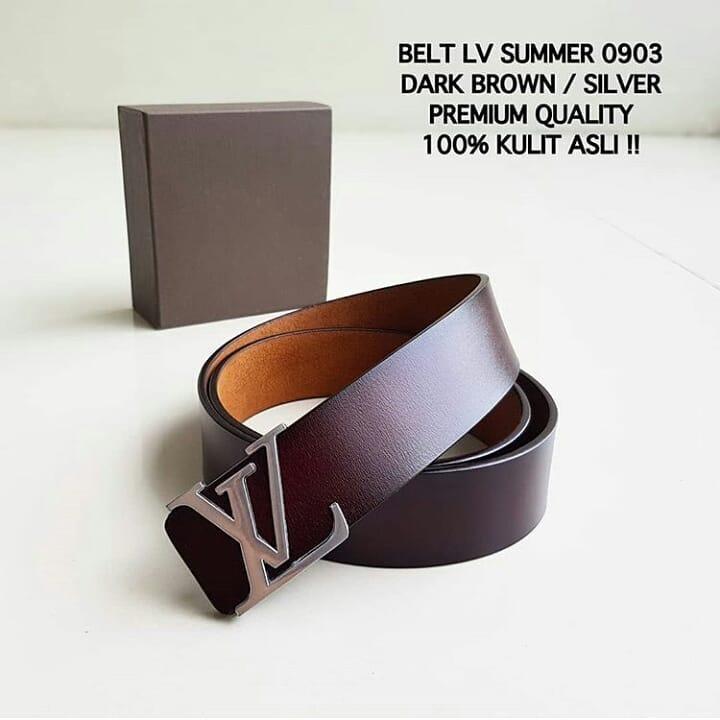 ikat pinggang LV summer 0903 Dark Brown logo silver