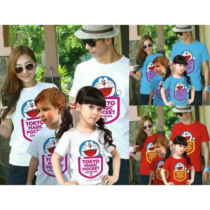 Baju Kaos Pasangan Keluarga Couple Family Anak Ayah Bunda Doraemon Ready Stock