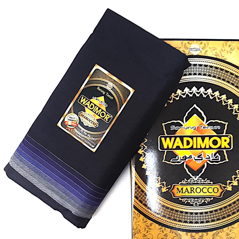 Wadimor Sarung Tenun Polos Motif Marocco Kain Sarong Muslim Pria Dewasa Perlengkapan Ibadah Sholat Jum'at Ied Hari Raya Pengajian Corak Masa Kini Fashionable Man Fashion - Hitam