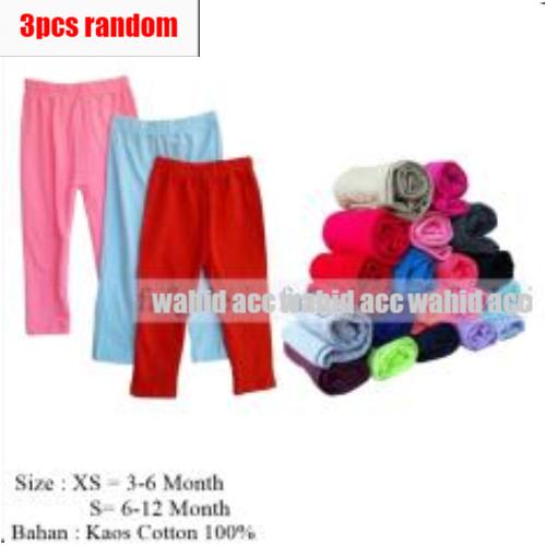 3 Pcs Legging Anak Polos 3-12 Month Bahan Kaos Cotton koleksi juara shpp acc