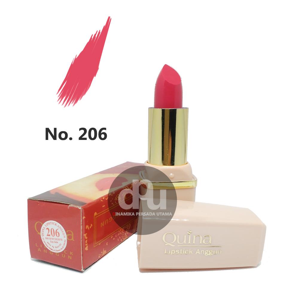 Lipstik Anggun QUINA Lipstick Glossy 206 / Makeup Bibir / Lipstik Glossy / Kosmetik / Kecantikan / Perawatan Make up