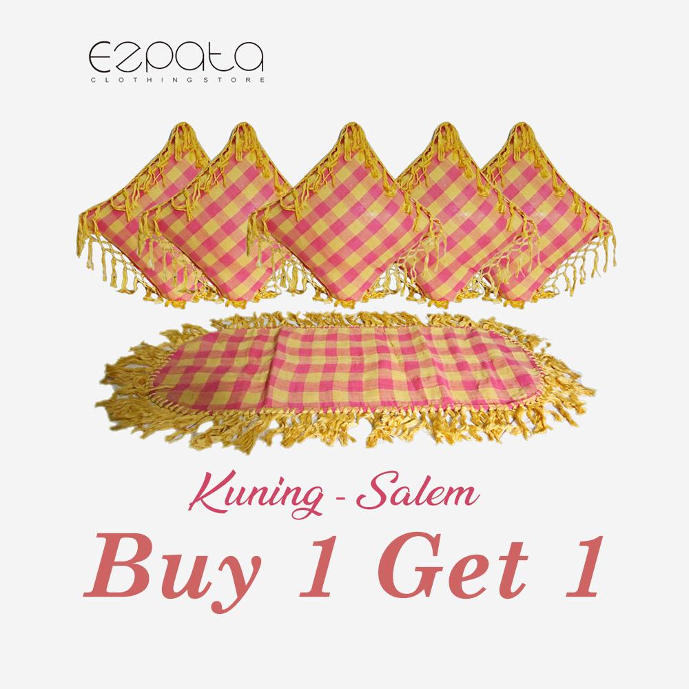 Ezpata Set (SBK) 5 Sarung Bantal Kursi +Taplak Meja Tamu Bahan Tenun Rumbai Motif Kotak - Buy 1 Get 1 Ezpata Set (SBK) 5 Sarung Bantal Kursi +Taplak Meja Tamu Bahan Tenun Rumbai Motif Kotak - Buy 1 Get 1