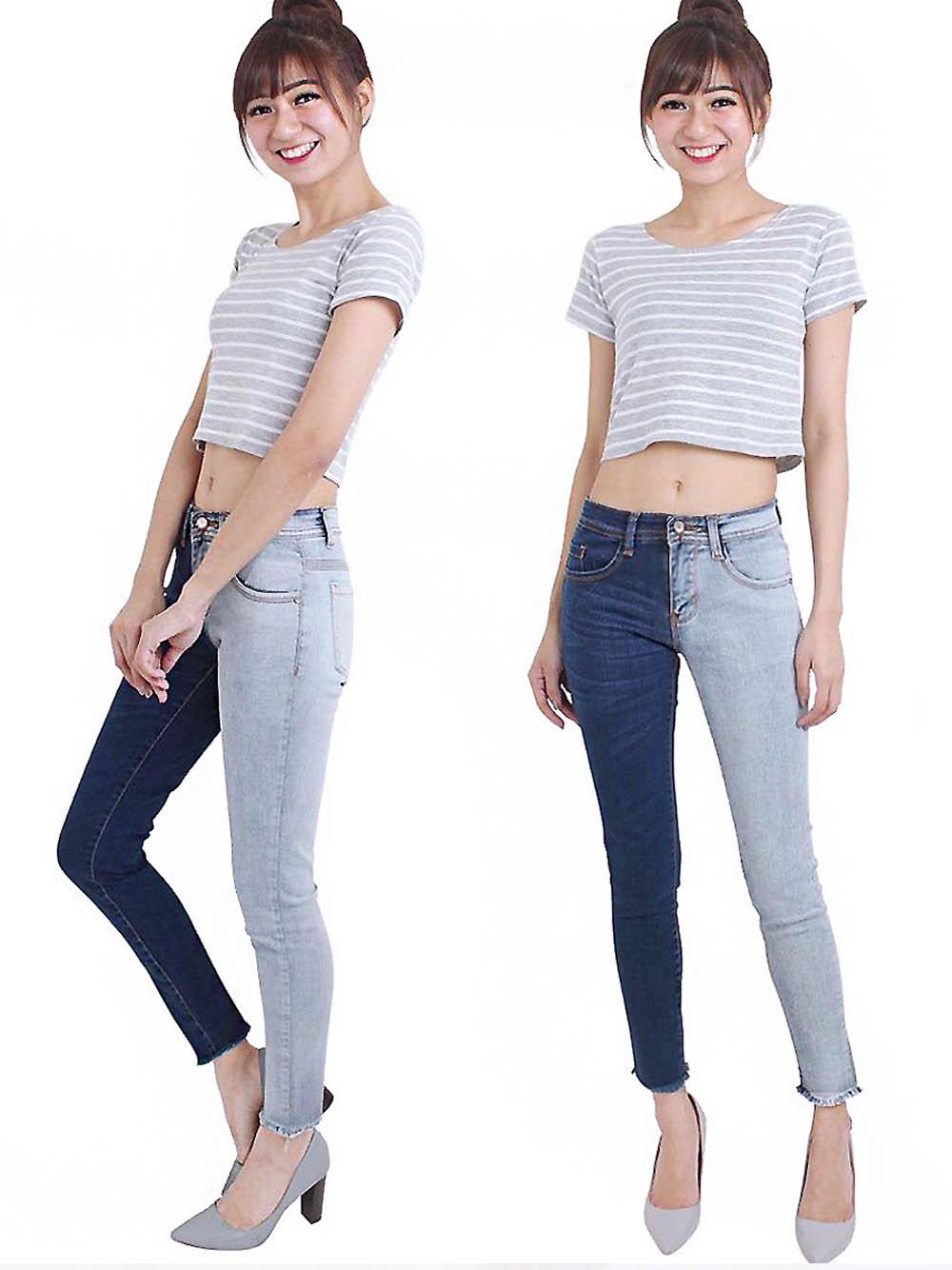 Celana Skinny Jeans Wanita Blouse Fashion- HW TWO FACE MAZ 8483 (MODEL DAN WARNA SESUAI GAMBAR)
