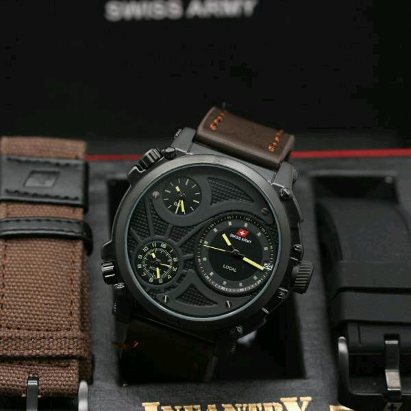 Nafka Store - Jam Tangan Original Infantry - 3 Waktu Full Set Dengan 2 Tali Cadangan
