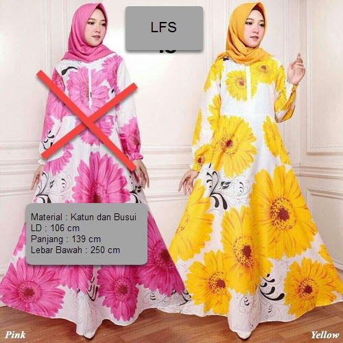 LFS Dress Gamis Baju Muslim Rossa / Terusan Maxi Hijab Syar'i/ Syari Simple Elegant / Baju Muslimah Wanita / Kebaya Modern Baloteli Tanpa Pasmina / Gaun Pesta / Pakaian Jumbo Maxy Motif Bunga Katun Jepang Murah Lebaran XXE (E18) - Biru Merah Pink Kuning