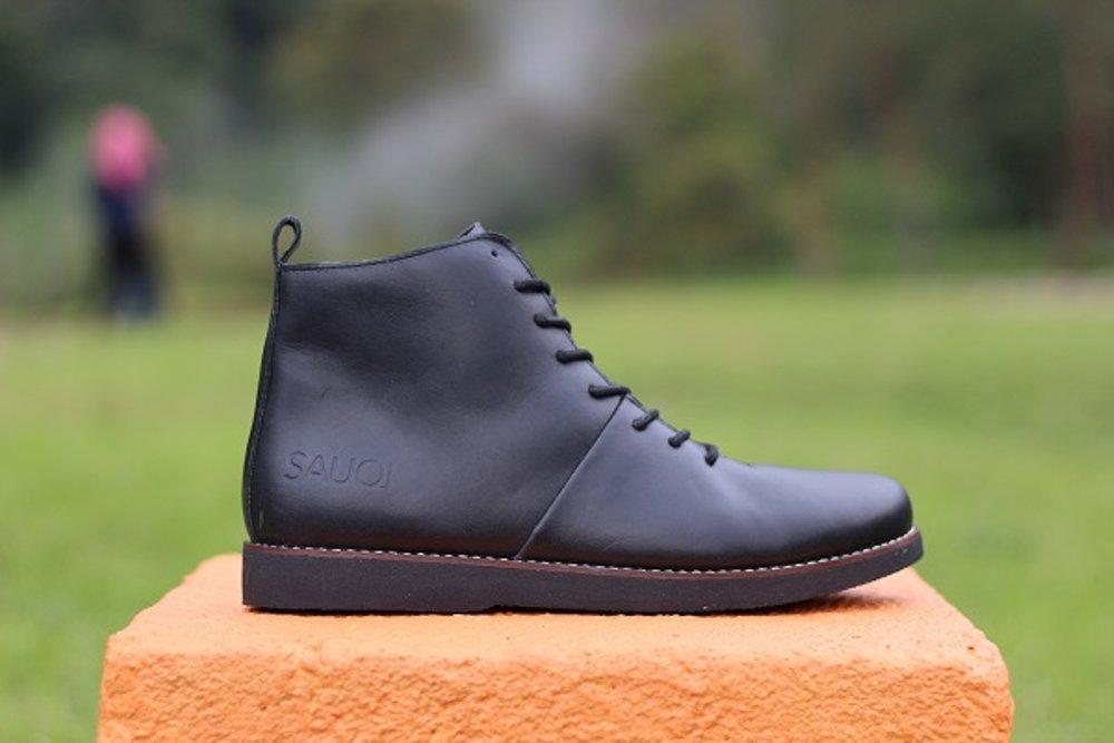 Promo Sepatu Pria Sauqi Brodo Black Kulit Asli Hand Made Original # Sepatu Boots Tracking Touring Hiking Kerja Termurah Berkualitas Terbaik # Gratis 1pasang Kaos Kaki #5 Fashion