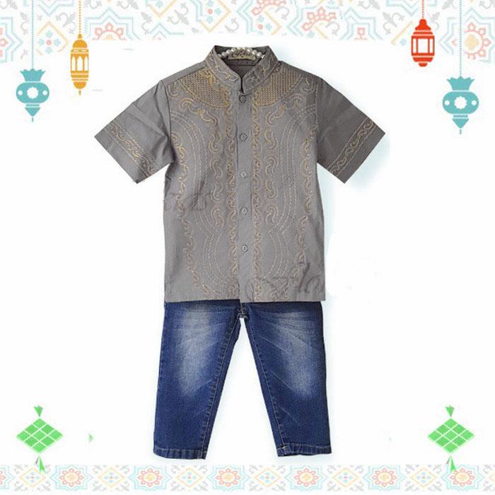 Setelan Baju Anak Murah Baju Koko Anak Murah Baju Koko Anak Katun Import Baju Koko Anak Grey