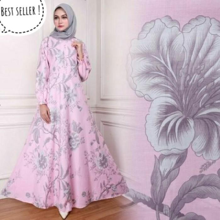(JNH Shop) Gamis Maxy Bunga Ima Pink Baju Wanita Dres Murah Maxi 08 TA