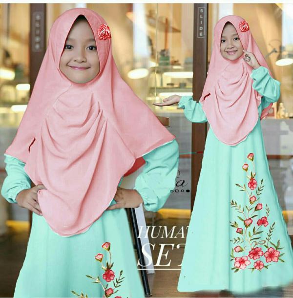 GOLDEN KIDS SYARI - BAJU ANAK PEREMPUAN GAMIS MUSLIM WOLLYCREPE FREE KHIMAR
