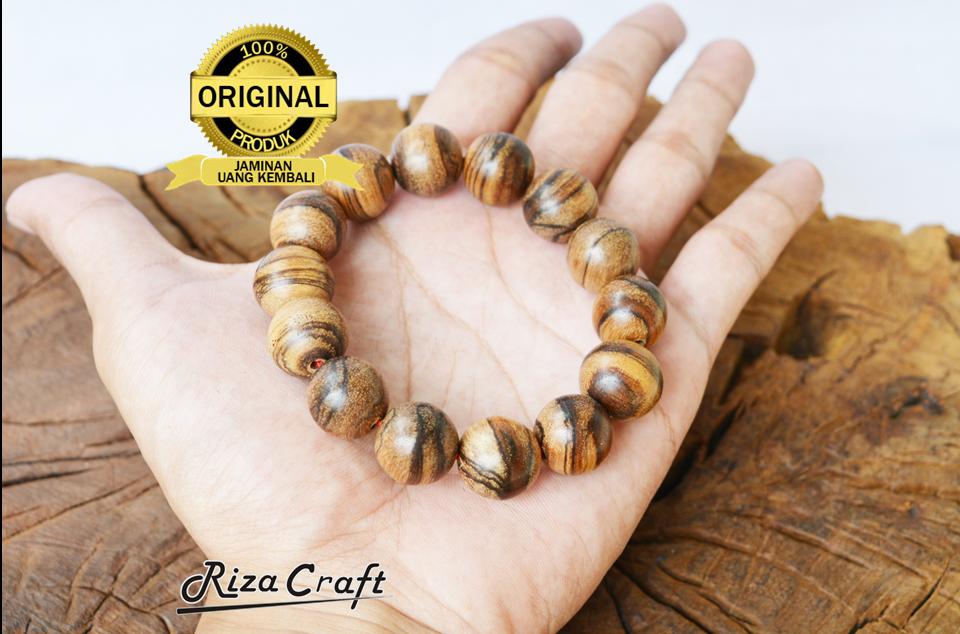 Gelang Kayu Gaharu Asli Kalimantan Wangi Super King motif Zebra 16 mm Kualitas Terbaik