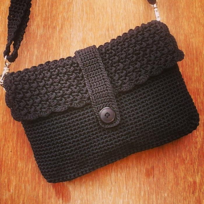 tas rajut wanita elegance hitam (+furing dan resleting)