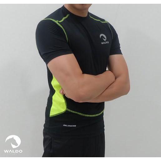 PROMO ! Baju Manset Baselayer Waldos Sports Apparel Hijau Stabilo Easty MURAH