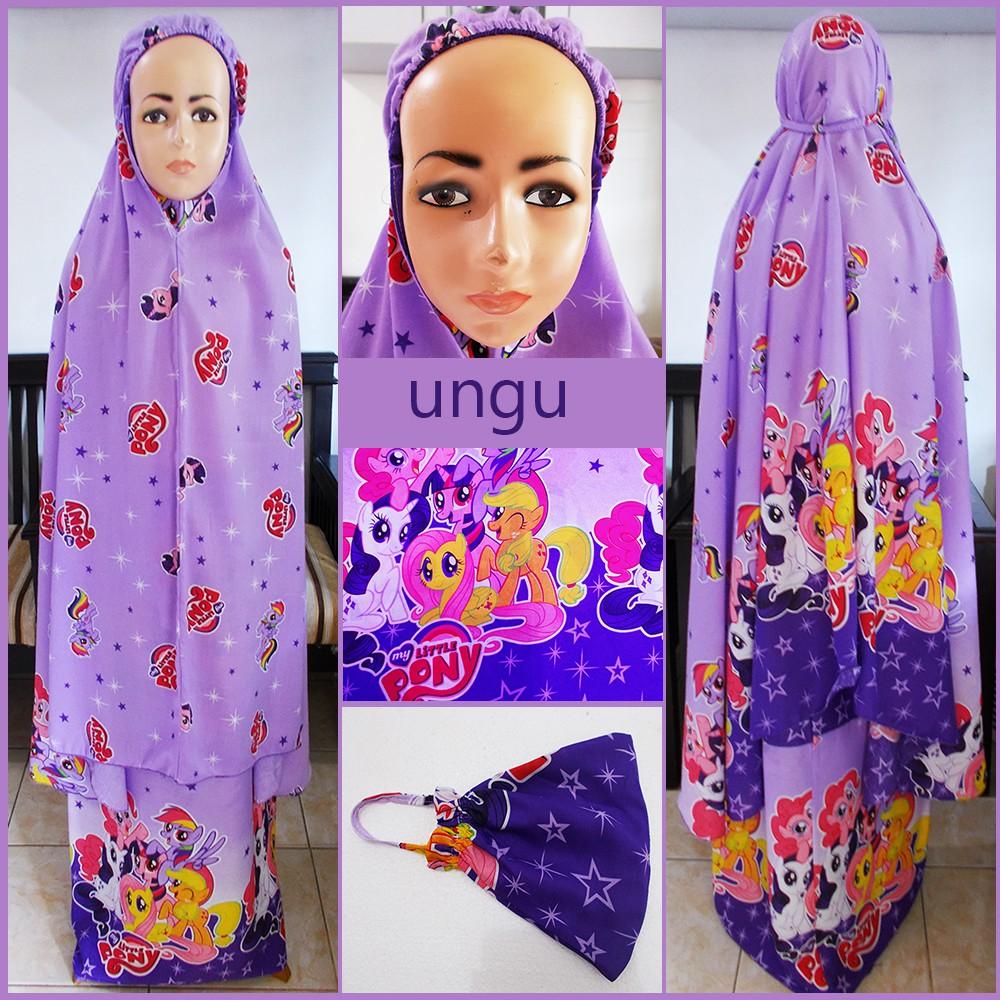 Mukena Bali Anak 6-9 th motif Little poni Warna Hijau Toska