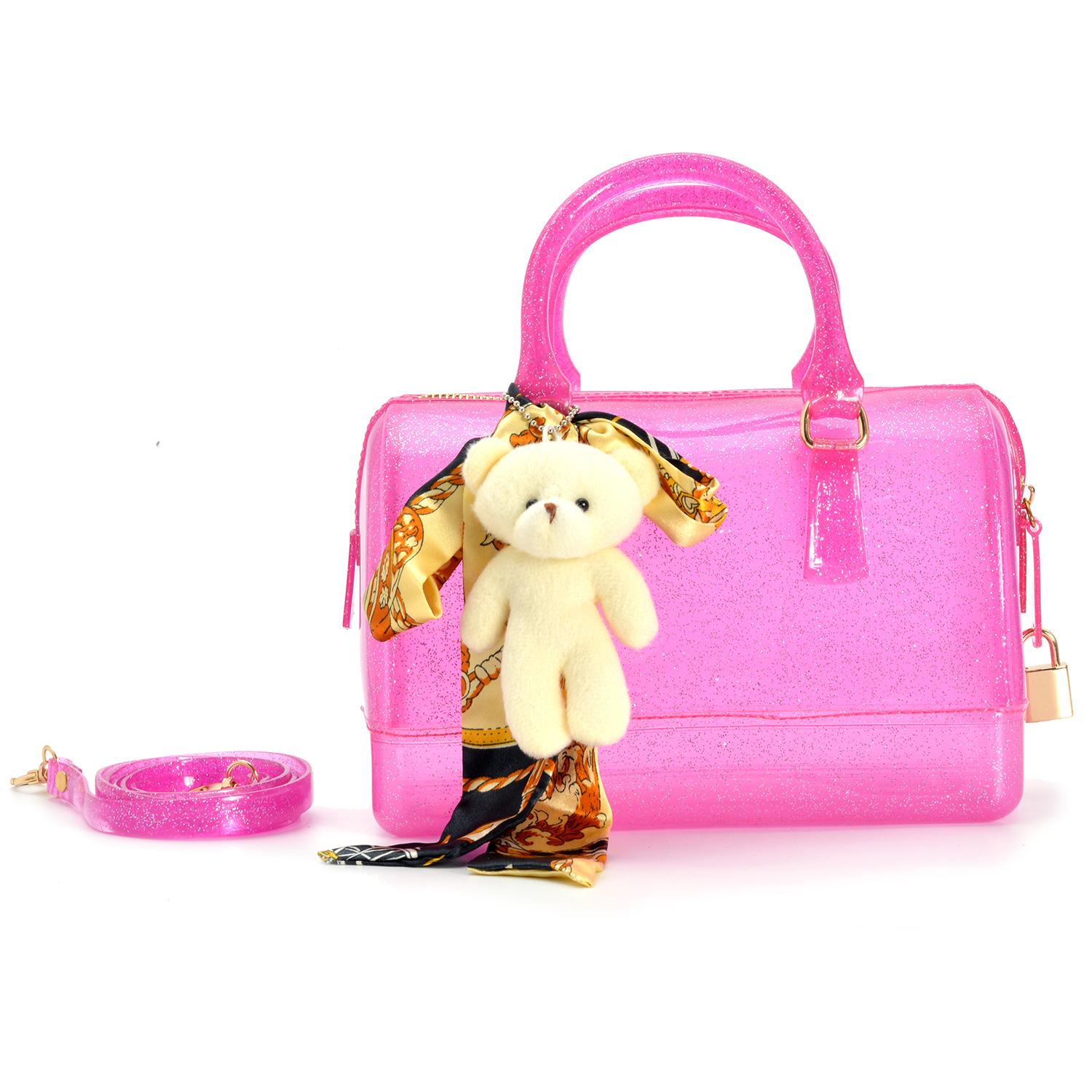 Tas Fashion Wanita Import, Tas Wanita Tas Import Grandys Furla Jelly Tabung Glitter FREE Accessoris Syal, Boneka dan Gembok