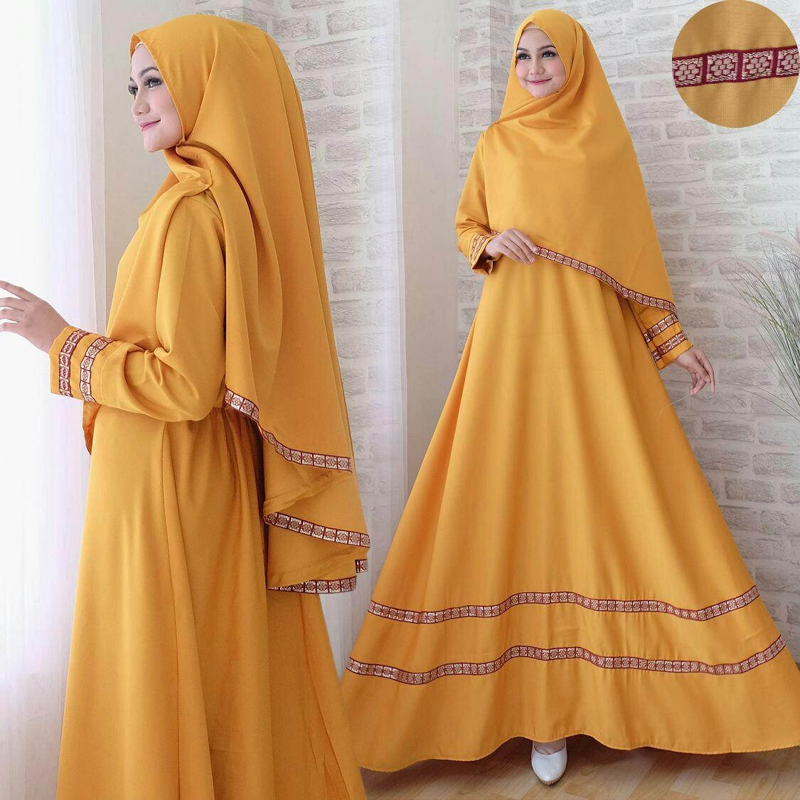 Snowshop Gamis Syari 2in1 Hayra ( Dapat JIlbab ) - Full Balotely Kombinasi Pita Songket / Maxi Muslim / Baju Muslim / Stelan Muslim / Dress Muslim / Gaun / Pasmina / Fashion Muslim / Balotelly