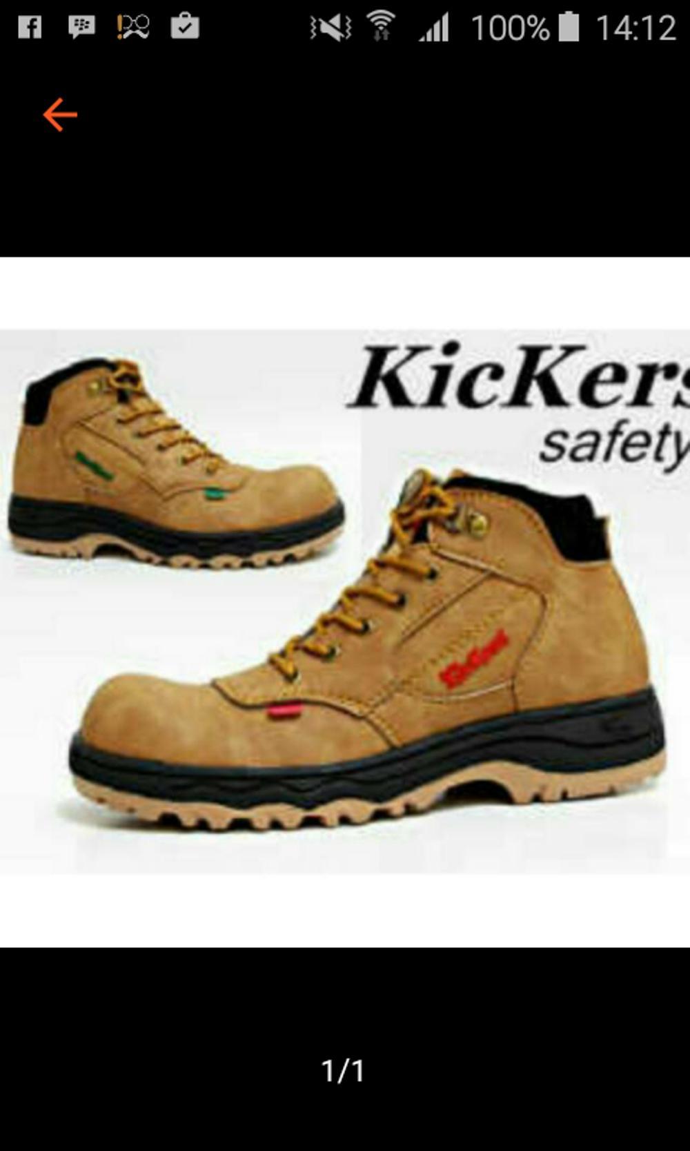 Promo Sepatu Kickers safety Boot ky Coklat muda Ujung besi Fashion