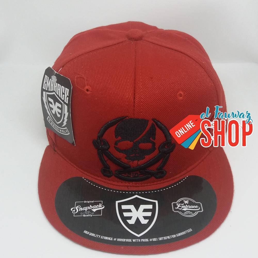 Topi Snapback Gaya Keren Tengkorak Merah - ( Laki-laki / Perempuan / Dewasa / Hat / Baseball / Hip Hop / Rap / Distro )