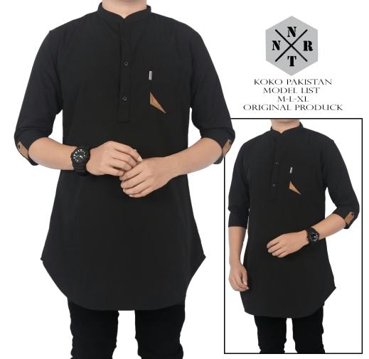 kemeja pria koko pakistan hitam polos original - Hitam, XL/Kemaja Hitam/Baju Koko Muslim/Baju Gamis Pria/Baju Muslim Pria/Baju Gamis Pakistan /Baju Gamis pria Hitam