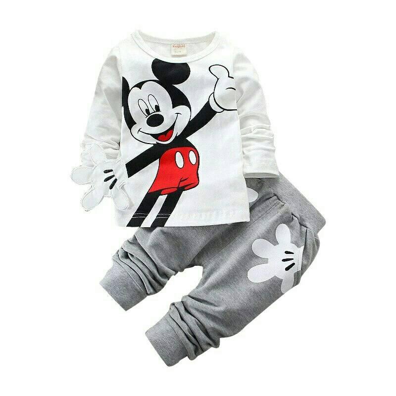 jc - set mikikimos tangan l HQ I 3D I kualitas premium l baju anak l baju pria l baju anak perempuan l cute mickey l disney ( baju+celana)