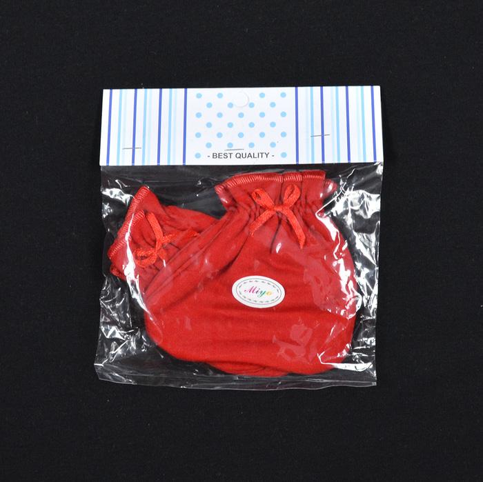 MIYO 1 Set Sarung Tangan & Kaos Kaki Karet Bayi/Baby Merah (0-3M)