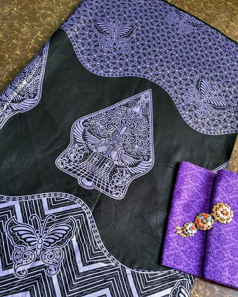 Kiks kain batik Prada motif wayang dan kain embos asli Pekalongan lembut, tebal dan elegan satu set