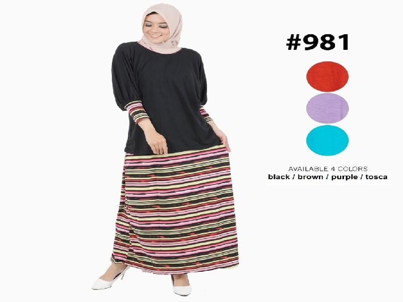 Fashion Baju Gamis Dress XL Jumbo Big Size Murah Wanita Muslim Kekinian 981