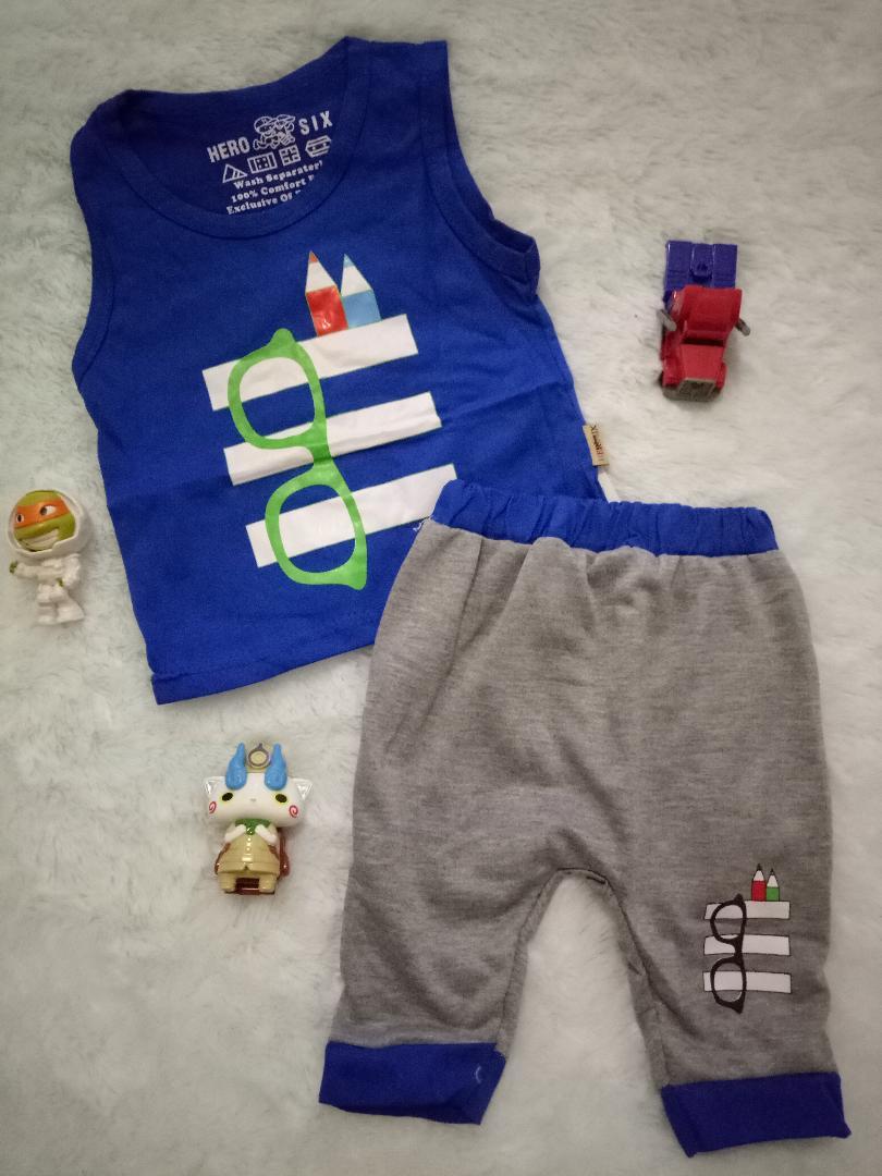 Setelan Baju Celana Bayi Anak - Pensil dan kacamata