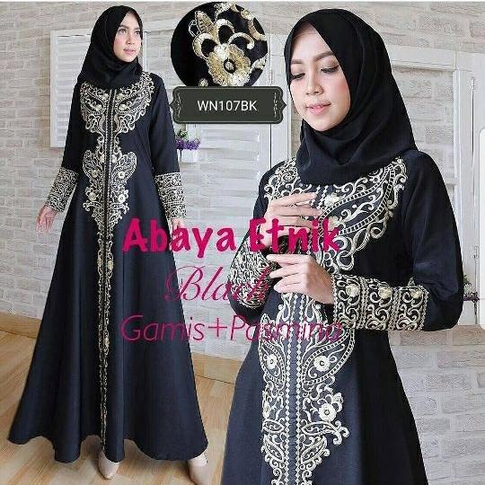 LYCAN - Baju Wanita Gamis Etnik - Hitam