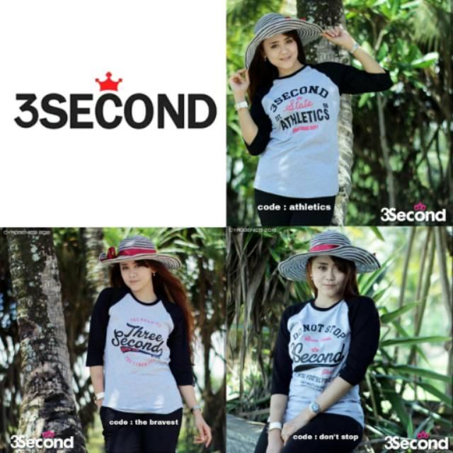 KAOS RAGLAN WANITA CEWEK KEREN 3SECOND SUPREME THRASHER BAJU T SHIRT DISTRO MURAH ANAK